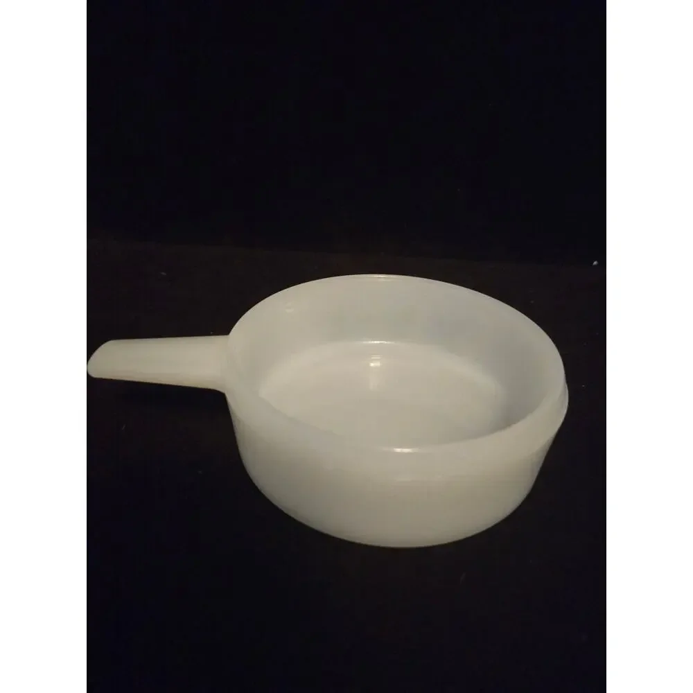 Vintage Jeannette Glass Glasbake milk glass handled bowl